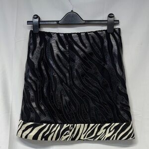 Milly Black and Silver Zebra leather back zip up Pencil Skirt